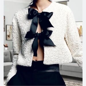 H&M Cream Blazer with Black Accents